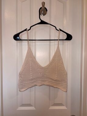 Double Zero Cream Open-Knit Sweater Top